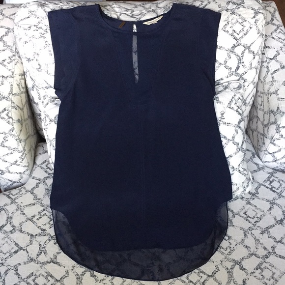 Rebecca Taylor navy silk sleeveless top - Picture 3 of 6